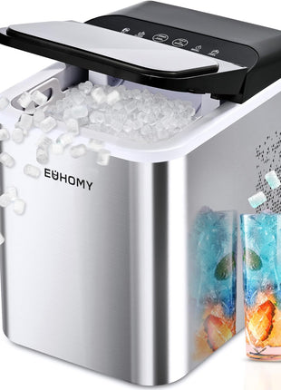 EUHOMY Nugget Ice Makers Countertop, Ready in 8 Mins, 35lbs/24H, Self-Cleaning, Portable Ice Maker Machine with Ice Scoop & Basket, Sonic Ice Maker with Chewable Pellet Ice for Home/Party/RV/Camping