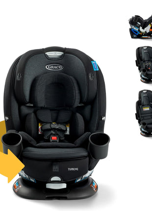 Graco Turn2Me 3-in-1 Rotating Convertible Car Seat, Cambridge, Rear-Facing Rotation Only, Forward-Facing Mode, Highback Booster Up to 100 lbs, Adjustable Headrest & Harness, Steel Reinforced Frame