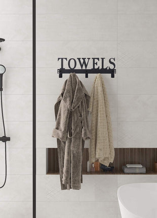 Over The Door Hooks - Towel Holder for Bathroom, Bedroom, Kitchen & Pool - Sandblasted Black Metal Wall Mount