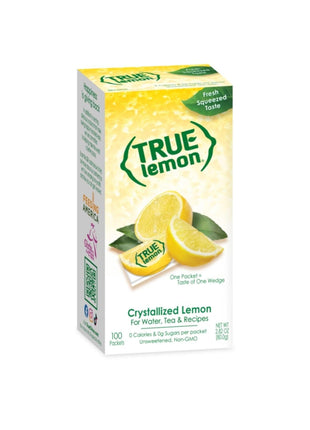 TRUE LEMON Water Enhancer, Bulk Dispenser, 100 Count (Pack of 1), 0 Calorie Drink Mix Packets For Water, Sugar Free Lemon Flavoring Powder Packets
