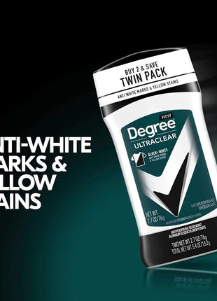Degree Men UltraClear Antiperspirant Deodorant Black+White 2 Count 72-Hour Sweat & Odor Protection Antiperspirant For Men With MotionSense Technology 2.7 oz