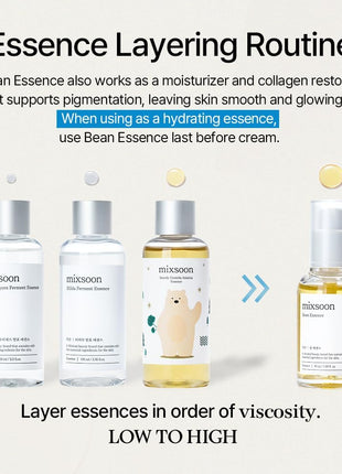 mixsoon Bean Essence Korean Skin Care, Gentle AHA Exfoliating Essence for Glass Skin Glow, Hydrating Face Serum with Fermented Bean, Smooth Skin, 50ml / 1.69 fl.oz. Korean Glass Skin Care