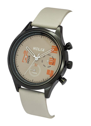 Helix by Timex Analog Watch for Man with Beige Round Dial & Beige Leather Strap Band Water Resistant Men's Wrist Watches - TW003HG30