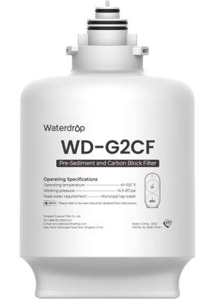 Waterdrop WD-G2CF Filter, Replacement for WD-G2-W, WD-G2-B, WD-G2P600-W Reverse Osmosis System,12-month Lifetime