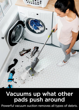 Shark VACMOP Cordless Vacuum & Spray Mop, Gray, VM252 | Hard Floor Cleaner, Powerful Suction, Lightweight, LED Headlights, 4 Disposable Pads, 12oz Solution Included