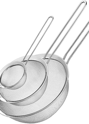 Cuisinart Mesh Strainers, Stainless Steel, Dishwasher Safe, 3-Count | Fine mesh kitchen strainers in 3 sizes, can be used as a pasta strainer, rice strainer, spaghetti strainer, CTG-00-3MS