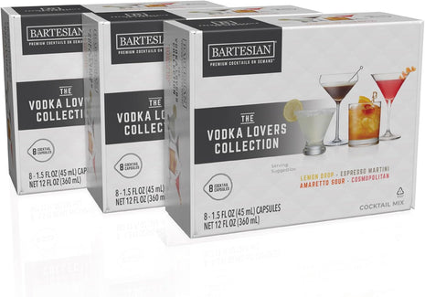Bartesian 24-Pack Vodka Lovers Favorites Collection for Cocktail Machine  - Home Bar Mixology Cocktails Mix Pod Capsule Set To Use With the Bartesian Cocktail Drink Maker Machine