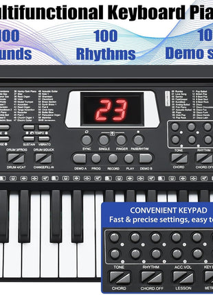 61 Key Keyboard Piano, Portable Electronic Keyboard Piano for Beginners
