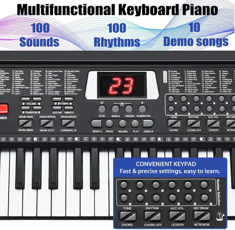 61 Key Keyboard Piano, Portable Electronic Keyboard Piano for Beginners