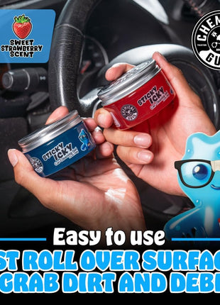 Chemical Guys Sticky Icky Car Cleaning Gel, Green Apple & Sweet Strawberry Scent - Detailing Kit, Car Dust Crevice Cleaner, Slime Auto Air Vent, Cleaning Putty For Keyboard Cleaner (2 Pack) - CJK1002