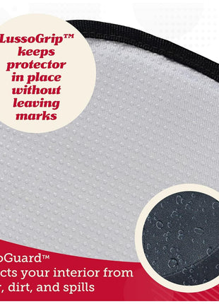 Lusso Gear Car Seat Protector for Baby Car Seat - Thick Padding - Seat Protector Under Baby Car Seat with 2 Mesh Storage Pockets - Black Waterproof Baby Car Seat Protector - Non-Slip Padded Backing
