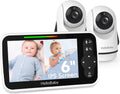 HelloBaby Video Baby Monitor with Upgraded 6inch IPS Large Screen, Split Screen with 2 Cameras, Night Vision and Temprature Monitoring, Remote Pan-Tilt-Zoom Camera, No-WiFi