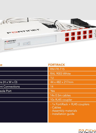 Rackmount.IT Rack Mount Kit for Fortinet FortiGate 80F / 81F / 80F-Bypass – 1U 19" Rackmount – Front-Facing Ports (RM-FR-T15)