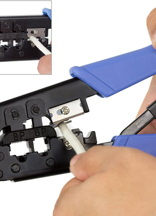TRENDnet Crimping Tool, Crimp, Cut, And Strip Tool, For Any Ethernet or Telephone Cable, Built-In Cutter And Stripper, 8P-RJ-45 And 6P-RJ-12, RJ-11, All Steel Construction, Black, TC-CT68