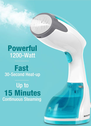 BEAUTURAL Steamer for Clothes, Portable Handheld Garment Fabric Wrinkles Remover, 30 Second Fast Heat up, Auto Off, Large Detachable Water Tank