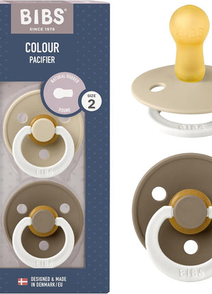 BIBS Pacifiers Colour Collection | Natural Rubber Baby Pacifier | Set of 2 BPA-Free Soothers | Made in Denmark | 0+ Months (Pack of 2) | Dusty Blue/Steel Blue