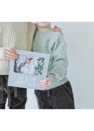 Me and My Brother Picture Frame, Sibling Keepsake, Ideal for Brothers or Sisters, Baby Showers and Gender Neutral Nursery Decor, Gray