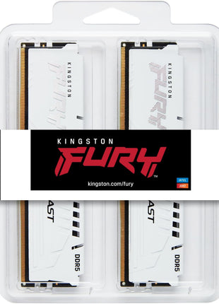 Kingston Fury Beast White 32GB 6000MT/s DDR5 CL30 DIMM (Kit of 2) Desktop Gaming Memory - KF560C30BWEK2-32