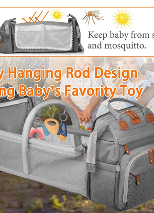 Astro alan Baby Diaper Bag with Changing Station, Waterproof Diaper Bag Backpack for Moms Dads with USB Charging Port, Baby Shower Gifts, Large Capacity diaper backpack, Grey