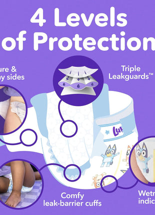 Luvs Size 5 Baby Diapers, Platinum Protection Bluey Diapers for Day & Night,Size 5 (27+ lb), 172 Count