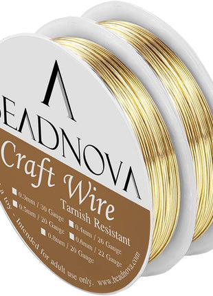 BEADNOVA Bare Copper Wire Tarnish Resistant Jewelry Making Wire (Gold Plated, 22 Gauge)