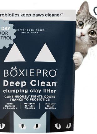 Boxie Probiotic Cat Litter, 40 Day Odor Control, Clumping Clay Kitty Litter, Odor Eliminating Probiotics, Dust-Free, No Fragrances No Fillers, 16 lb