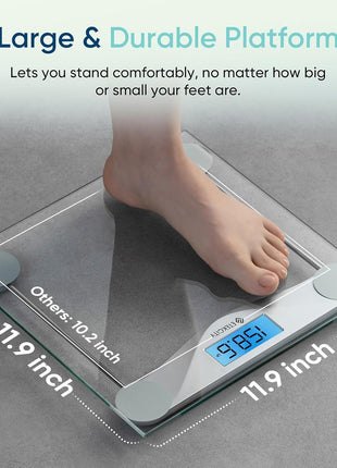 Etekcity Digital Body Weight Bathroom Scale, 6mm Tempered Glass, 400 lbs | Large Blue LCD Backlight Display, High Precision Measurements for Home Bathroom Use