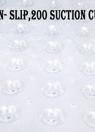 YINENN Bath and Shower Safety Mats 40x16 inch, Non Slip with Suction Cups for Bathroom Stall and Tub Floor, Extra Large and Machine Washable, Drain Holes Keep Bathtub Clean, Clear