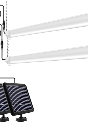 hykolity Solar Powered Shop Light with Motion Sensor, 3FT 17W (100-Watt Equivalent),Integrated LED IP65 Waterproof Outdoor Motion Sensor Shop Light for Garage, Barn, House - 2 Pack