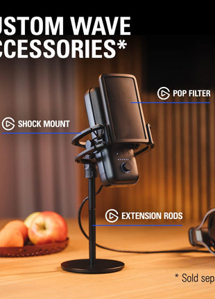 Elgato Wave:3 USB Condenser Microphone for Streaming | Cardioid capsule, 24-bit/96kHz audio, Anti-distortion Clipguard, Free mixer software, Plug and play, For Mac and PC