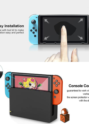 ivoler [3 Pack] Screen Protector Tempered Glass for Nintendo Switch, iVoler Transparent HD Clear Anti-Scratch Screen Protector Compatible Nintendo Switch
