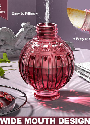 Glass Hummingbird Feeder for Outdoors Hanging, 26Oz Bird Nectar Feeder with Perch & 5 Flower Feeding Ports, Leak Proof for Outside Garden Decor Backyard, Gifts for Women Mom, Red