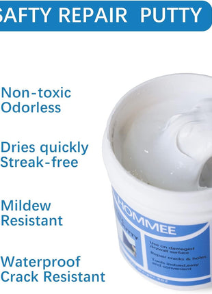 Drywall Repair Kit,Drywall Hole Patch Repair Kit,Wall Spackle Paste 9.8OZ to Fix Wall Surface Holes and Creak Damage with White Wall Repair Putty,Scraper,Sanding Pad Fill Quick and Easy Solution