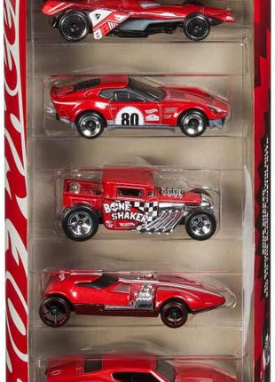 Hot Wheels Toy Cars, 5-Pack of 1:64 Scale Toy Cars with Collectible Deco & Packaging, Core Mattel 80th Anniversary Set of 5 Vehicles