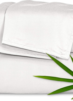 King Sheets by Pure Bamboo, Genuine 100% Organic Viscose Derived from Bamboo Bed Sheet Set, Soft & Cooling, Double Stitching, 2 Year Quality Promise (King, White)