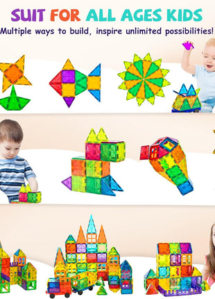 cossy 120Pcs Magnetic Tiles Magnetic 3D Building Blocks Set Educational Construction Toys for 3 4 5 6 7 8 Year Old Boy and Girl with Stronger Magnets, Educational Toys, Recreational, Conventional