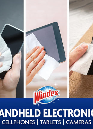 Windex Electronic Cleaning Wipes, Pre-Moistened Screen Wipes for TVs, Phones, and Other Electronics, Resealable for a Freshness Lock, 25 Count