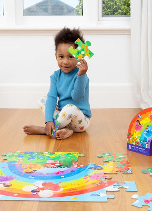 Crocodile Creek 36-Piece Jigsaw Floor Puzzle - Fun Floor Puzzles for Kids Ages 3-5 - Heavy-Duty Shaped Box for Storage - Over The Rainbow - 24" W x 18" H Finished