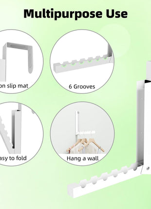 BAKON Over The Door Hanger Folding Clothes Drying Rack, Folding Hanging Coat Rack for Indoor Laundry Room Compact Small Space Foldable Portable Clothing Hanger Hook Collapsible- 2 Pack