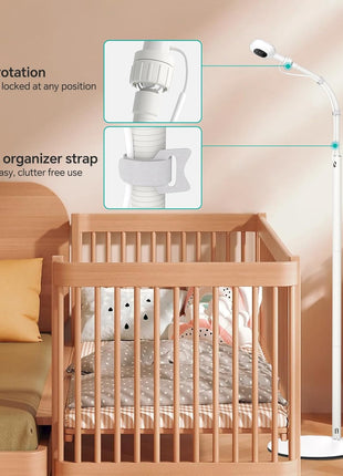 Floor Stand for Nanit, Heavy-Duty Nanit Pro Baby Monitor Stand Adjustable Gooseneck Holder Compatibility for Nanit Pro/Plus/Original Cameras, No Tools or Wall Damage (Camera Not Included)
