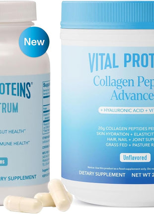 Vital Proteins Collagen Peptides Powder Unflavored 19.3OZ and Bovine Colostrum Supplement 90 Capsules