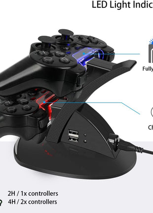 VSEER PS3 Controller Charger, Dual Console Charger Charging Docking Station Stand for PS3 with LED Indicators, Black