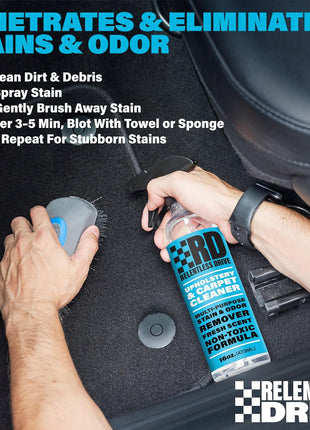 Car Interior Carpet & Upholstery Seat Cleaner — Safe for All Cars — for Carpets, Seats, Floor Mats, Home, Office & More — 16oz Cleaner Kit