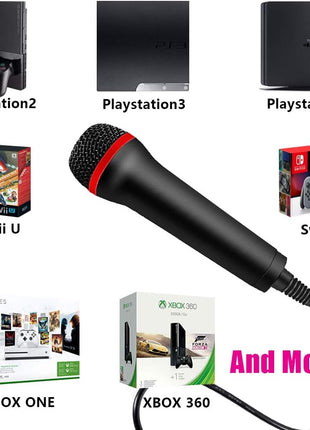 4M 13FT Wired USB Microphone for Rock Band, Guitar Hero, Let's Sing - Compatible with Sony PS2, PS3, PS4, PS5, Nintendo Switch, Wii, Wii U, Microsoft Xbox 360, Xbox One and PC