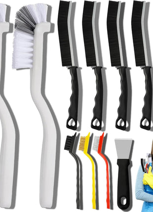 Dfacio 11Pcs Crevice Cleaning Brush Set, Hard Bristle Cleaning Supplies for Kitchen, Bathroom, Corner, Grout, Sink