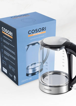 COSORI Speed Boil Electric Tea Kettle, 1.7L Hot Water Kettle (BPA Free) 1500W Auto Shut Off & Boil Dry Protection, LED Indicator Inner Lid & Bottom, Transparent