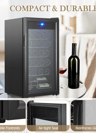 Garvee Wine Fridge 28-bottle, Wine Cooler Refrigerator, Stainless Steel Cabinet Temperature Control 40-66°F Mini Wine Cellar for Home, Office, Bar