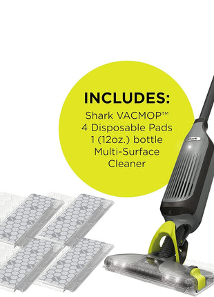 Shark VACMOP Cordless Vacuum & Spray Mop, Gray, VM252 | Hard Floor Cleaner, Powerful Suction, Lightweight, LED Headlights, 4 Disposable Pads, 12oz Solution Included