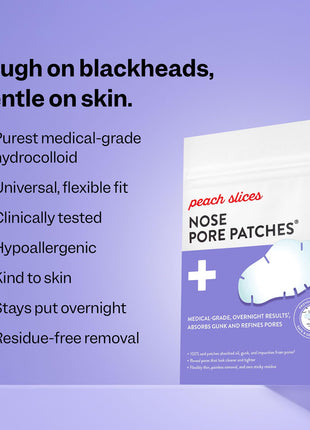 Peach Slices - Nose Pore Patches (7 ct) - Overnight Blackhead Remover - Pore Strips - Absorbs Gunk - Thin, Flexible & Painless - Hydrocolloid Patches - Vegan & Cruelty Free - Korean Skin Care & Beauty