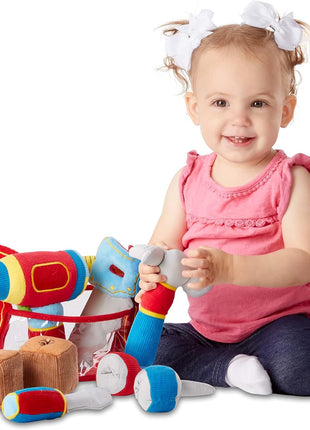 Melissa & Doug Toolbox Fill and Spill Toddler Toy with Vibrating Drill (9 pcs)